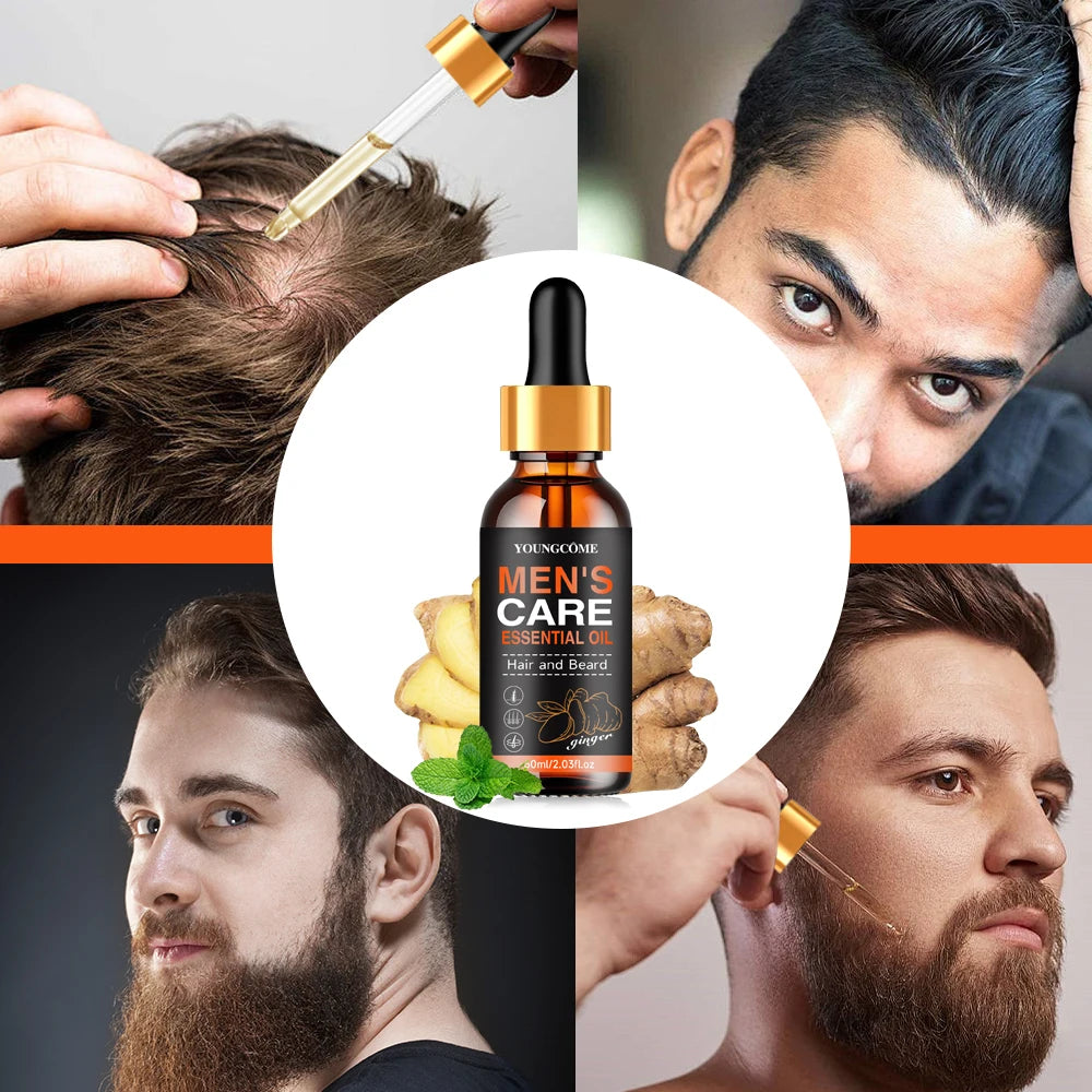 Huile à Barbe et Cheveux Homme – Huile Nourrissante au Gingembre pour Croissance, Hydratation & Soin