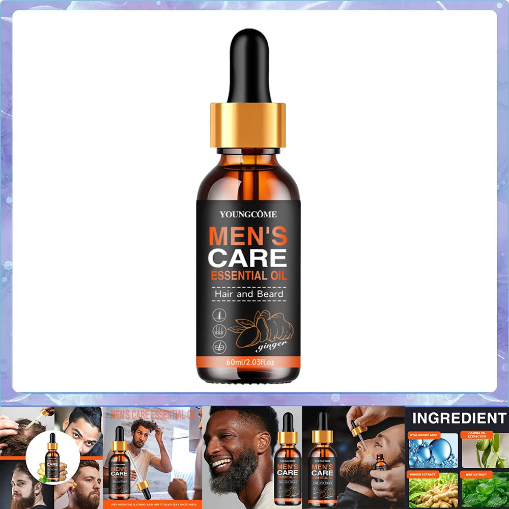 Huile à Barbe et Cheveux Homme – Huile Nourrissante au Gingembre pour Croissance, Hydratation & Soin