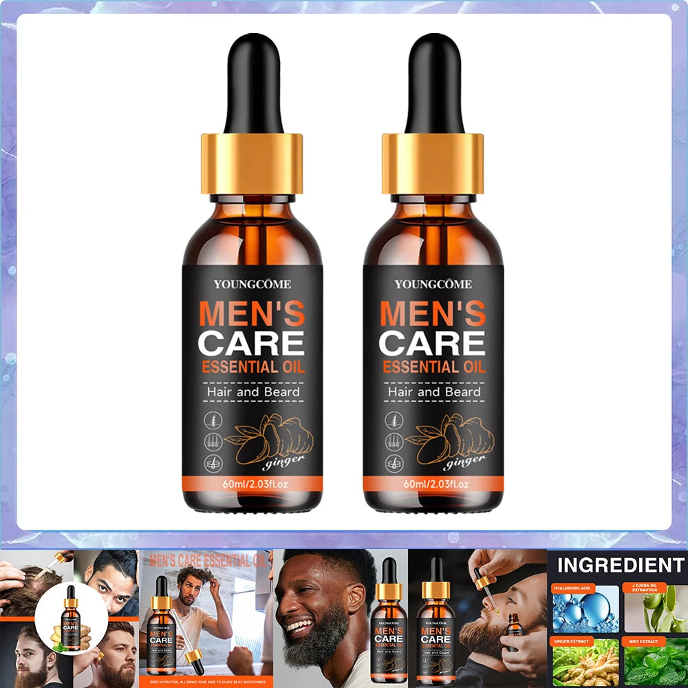 Huile à Barbe et Cheveux Homme – Huile Nourrissante au Gingembre pour Croissance, Hydratation & Soin
