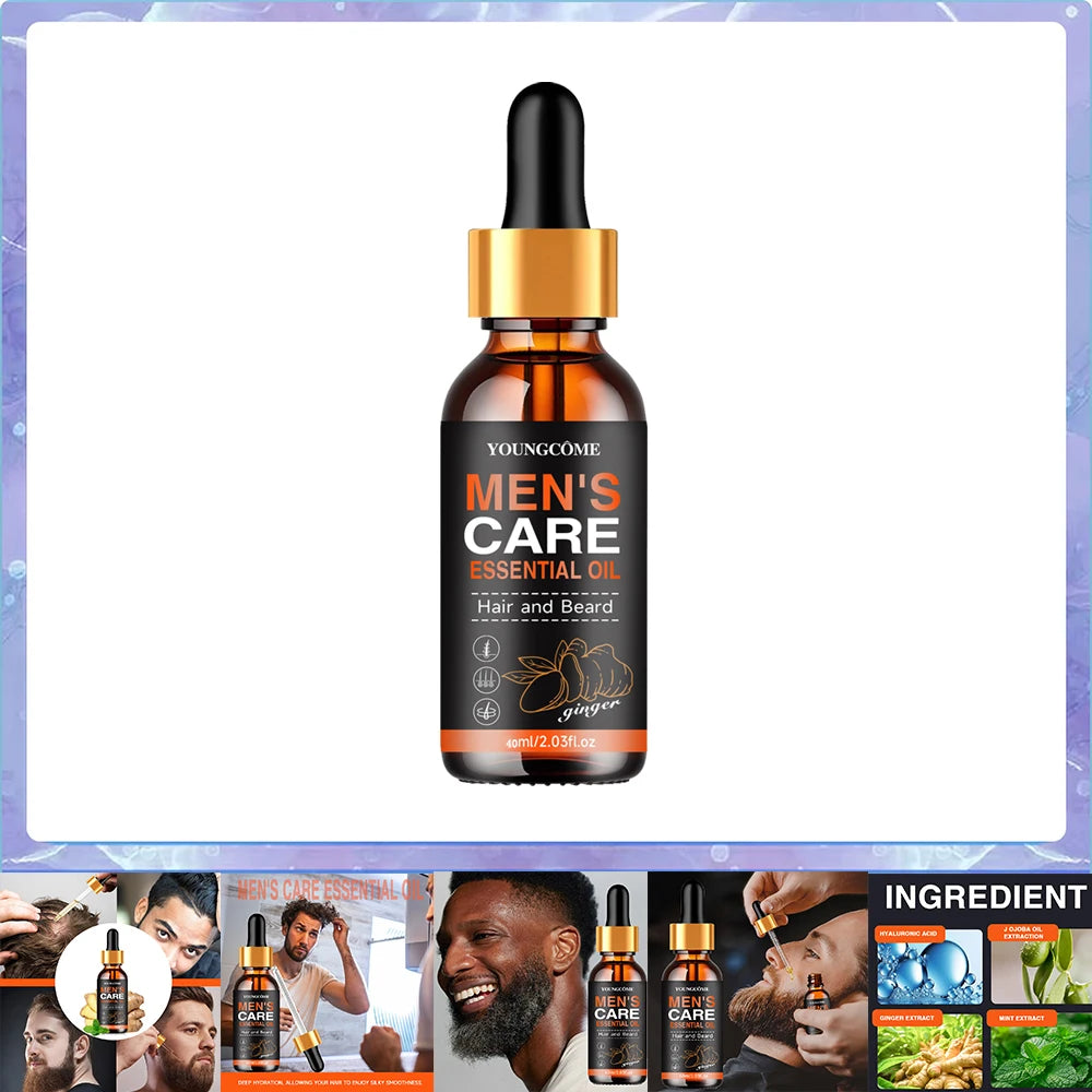 Huile à Barbe et Cheveux Homme – Huile Nourrissante au Gingembre pour Croissance, Hydratation & Soin