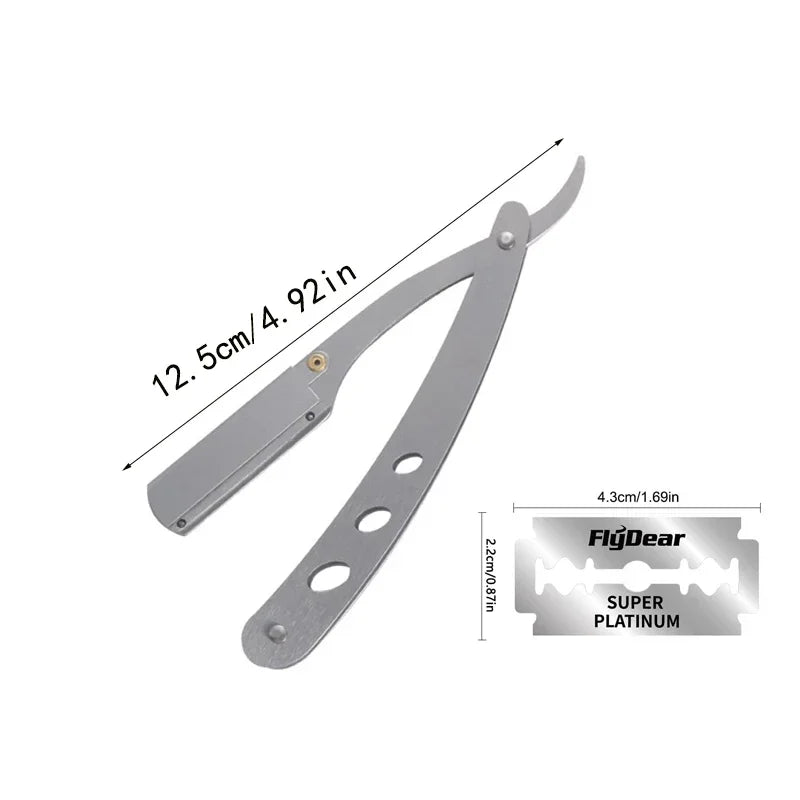 Rasoir de Barbier Professionnel Shavette – Rasoir Droit en Acier Inoxydable avec Lames Interchangeables