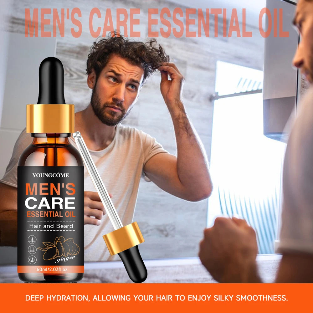 Huile à Barbe et Cheveux Homme – Huile Nourrissante au Gingembre pour Croissance, Hydratation & Soin